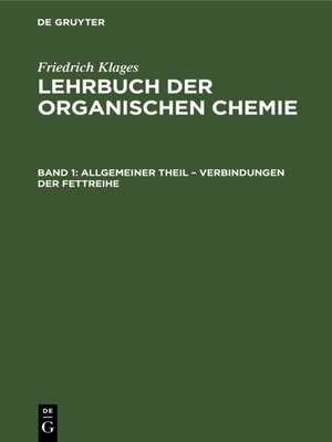cover image of Allgemeiner Theil – Verbindungen der Fettreihe